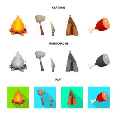 Evrim ve Neolitik Logo vektör Illustration. Evrim ve ilkel stok vektör çizim koleksiyonu.