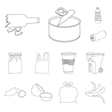 Çöp ve ekoloji logosuizole nesne. Stok için çöp ve geri dönüşüm vektör simgesinin toplanması.