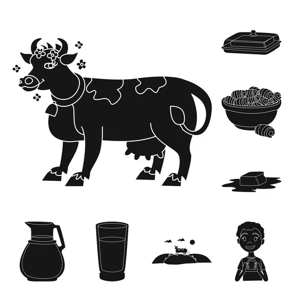 Wektor ilustracja dieta i ikona farmy. Zestaw diety i stada mlecznego ilustracji wektorowych. — Wektor stockowy
