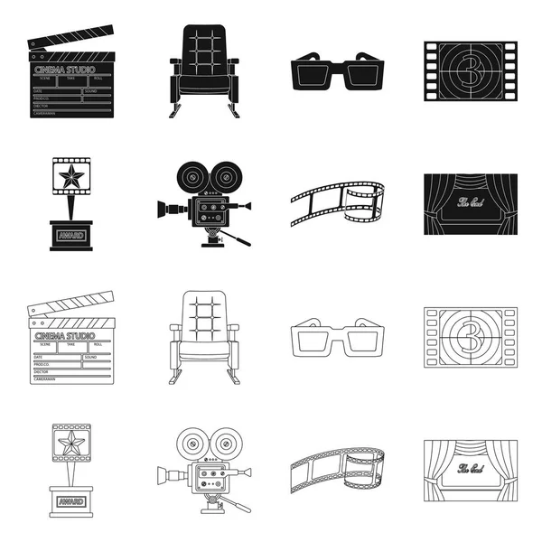 Vektor-Design von Fernseh- und Filmschildern. Set von Fernsehern und Viewing Stock Vector Illustration. — Stockvektor