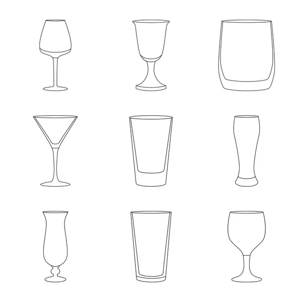 Vector ontwerp van gerechten en container pictogram. Verzameling van gerechten en glaswerk voorraad vectorillustratie. — Stockvector