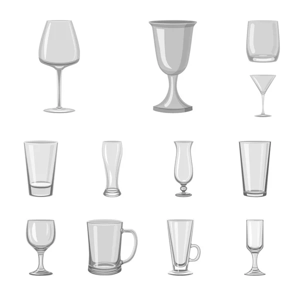 Diseño vectorial de capacidad y símbolo de cristalería. Colección de capacidad e icono vectorial de restaurante para stock . — Archivo Imágenes Vectoriales