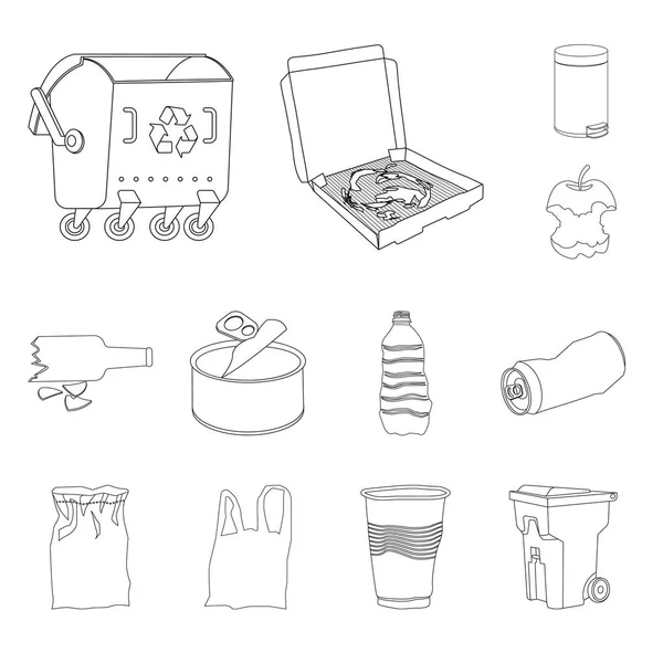 Векторное проектирование логотипа мусора и экологии. Набор символов мусора и вторичного сырья для интернета . — стоковый вектор