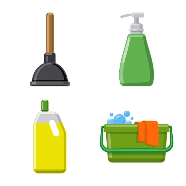 Vector ontwerp van schoonmaak- en service-pictogram. Collectie van schoonmaak- en huishoudelijke vector pictogram voor voorraad. — Stockvector