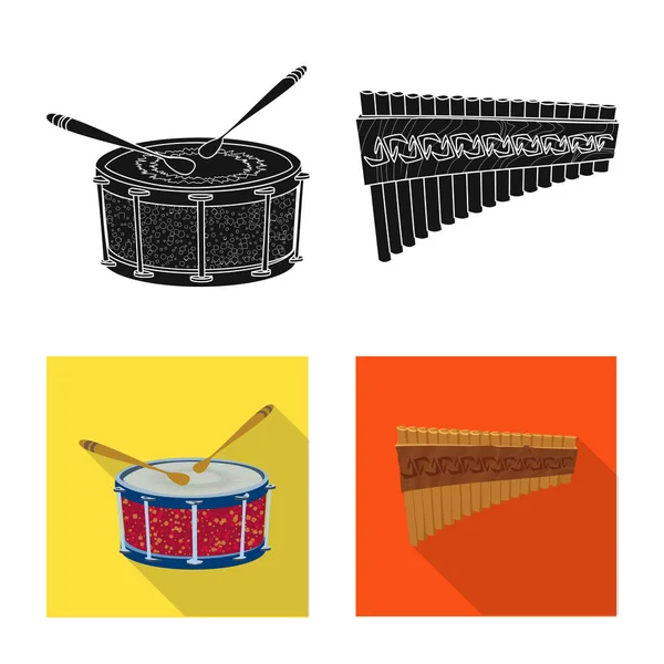 Diseño vectorial de música y logotipo de melodía. Colección de música y vector de herramientas icono para stock . — Vector de stock