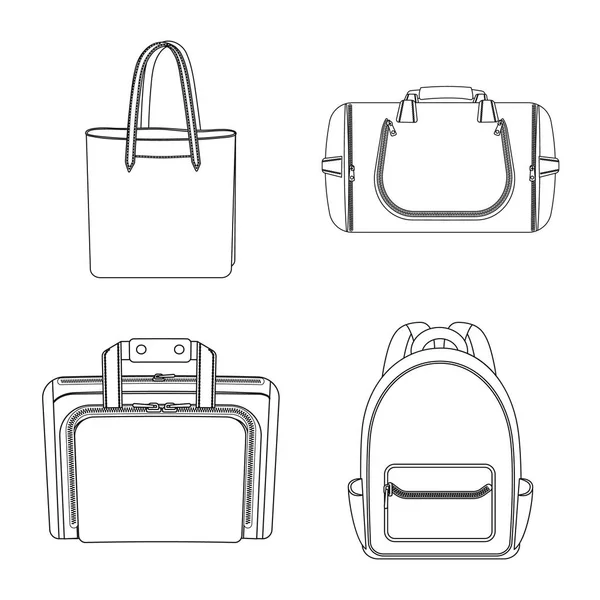 Illustration vectorielle de la valise et du symbole du bagage. Collection de valise et symbole de stock de voyage pour le web . — Image vectorielle