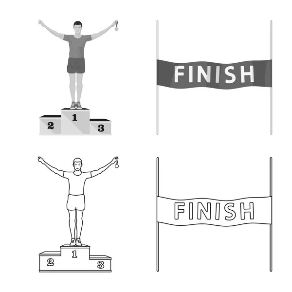 Ilustracja wektorowa logo sport i zwycięzca. Zestaw sport i fitness Stockowa ilustracja wektorowa. — Wektor stockowy