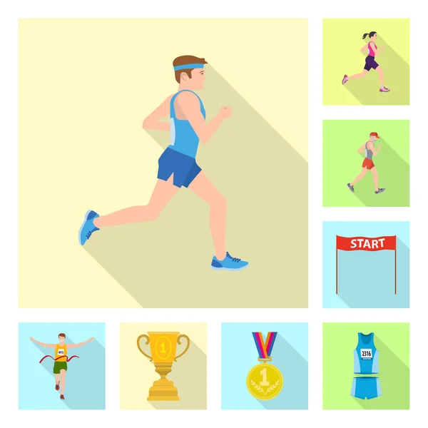 Векторная иллюстрация спорта и знак победителя. Набор символов спорта и фитнеса для веб-сайтов . — стоковый вектор