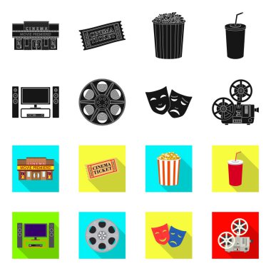 Televizyon ve filme sembolü vektör Illustration. Web için televizyon ve görüntüleme stok sembolü koleksiyonu.