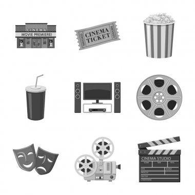 Sinematografi ve stüdyo simgesi izole nesne. Web için sinematografi ve filme stok sembolü koleksiyonu.