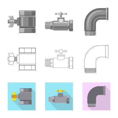 Boru ve tüp simge vektör tasarımı. Hisse senedi için boru ve boru hattı vektör simge kümesi.