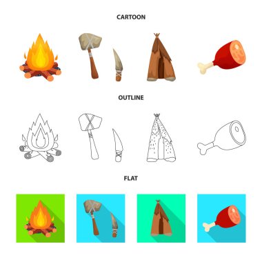 Evrim ve Neolitik işaret vektör tasarımı. Evrim ve ilkel stok vektör çizim koleksiyonu.
