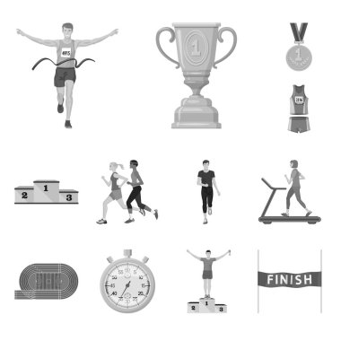 Başarı ve maraton simge vektör Illustration. Başarı ve kazanan hisse senedi vektör çizim seti.