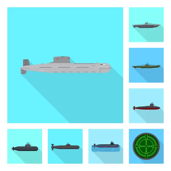 Objeto isolado de signo militar e nuclear. Coleção de ícone de vetor militar e navio para estoque . — Vetor de Stock