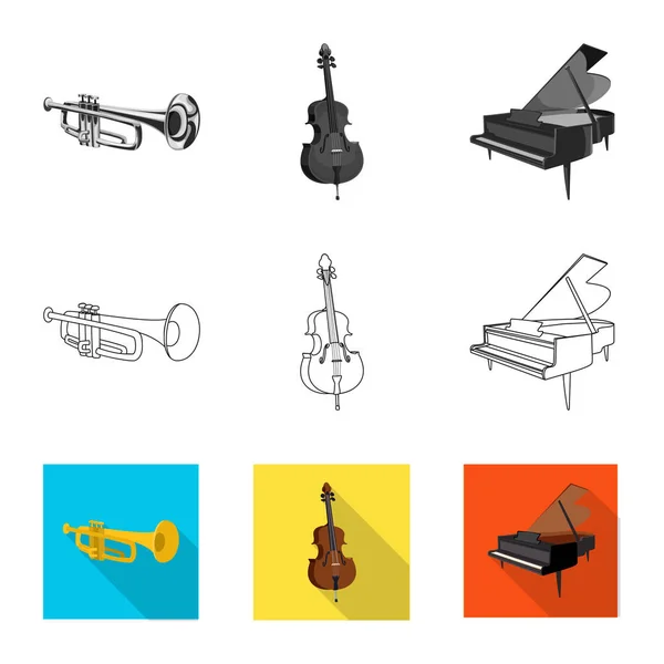 Objeto aislado de música y símbolo de melodía. Colección de música y herramienta de stock símbolo para la web . — Vector de stock