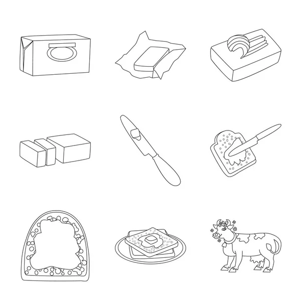 Изолированный объект маргарина и логотипа холестерина. Коллекция маргарина и векторных значков ингредиентов для склада . — стоковый вектор