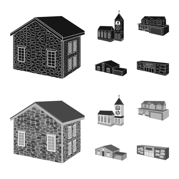 Conception vectorielle de façade et icône du logement. Collection d'icône vectorielle de façade et d'infrastructure pour le stock . — Image vectorielle