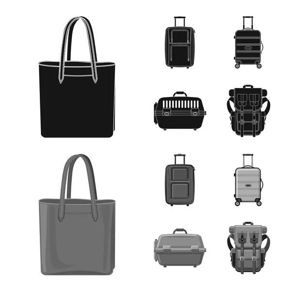 Isolado objeto de mala e ícone de bagagem. Coleta de mala e ilustração do vetor do estoque de viagem . —  Vetores de Stock