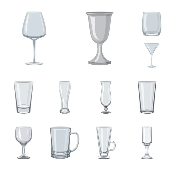 Objeto isolado de pratos e logotipo do recipiente. Conjunto de pratos e ícone de vetor de vidro para estoque . — Vetor de Stock