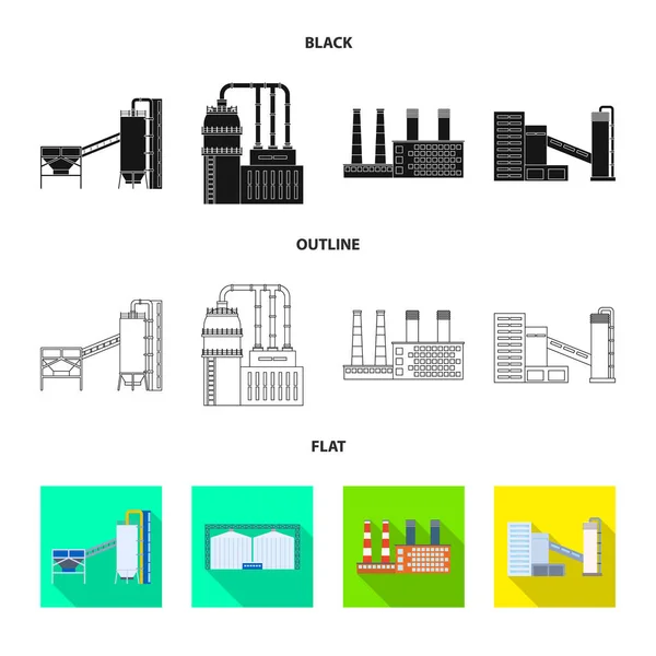 Progettazione vettoriale della produzione e logo della struttura. Raccolta di illustrazione vettoriale della produzione e dello stock tecnologico . — Vettoriale Stock