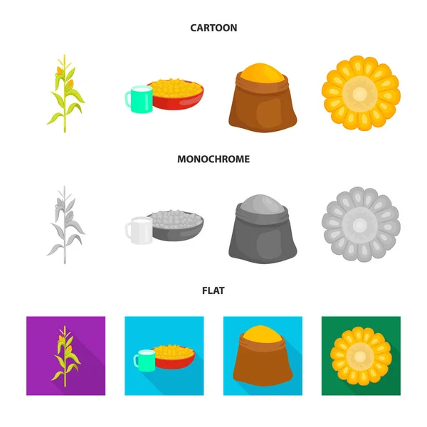 畑と野菜のシンボルの孤立したオブジェクト。Web のトウモロコシ畑やベジタリアンの銘柄記号のセット. — ストックベクタ