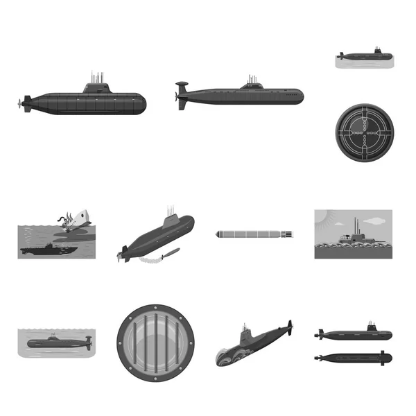 Diseño vectorial del ejército y símbolo profundo. Colección de ejército y vector nuclear icono para stock . — Vector de stock