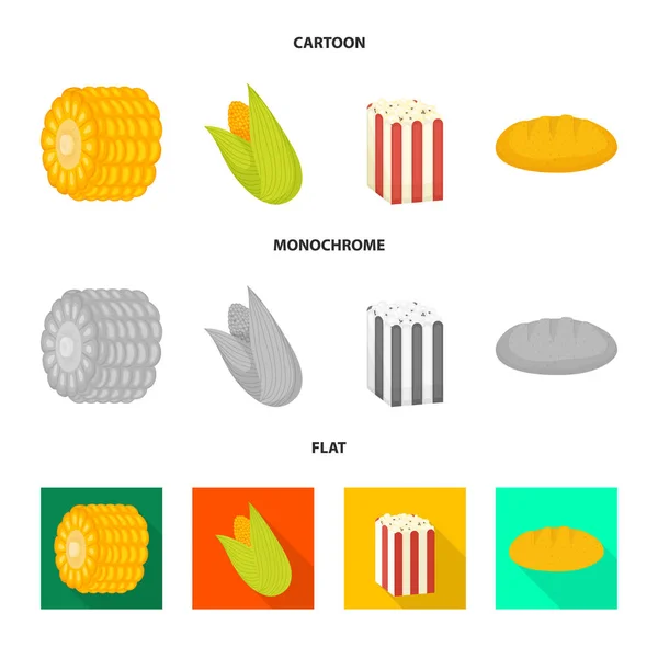 畑と野菜のアイコンのベクター イラストです。Web のトウモロコシ畑やベジタリアンの銘柄記号のセット. — ストックベクタ