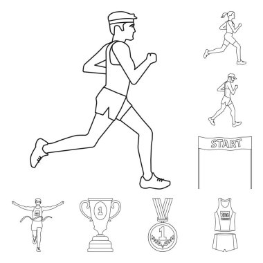 Egzersiz ve sprinter sembolü izole nesne. Web için egzersiz ve maraton stok sembolü koleksiyonu.