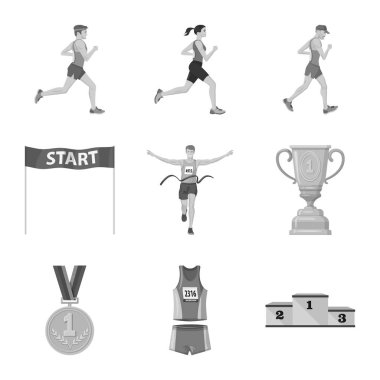 Başarı ve maraton işareti yalıtılmış nesne. Hisse senedi için başarı ve kazanan vektör simge kümesi.