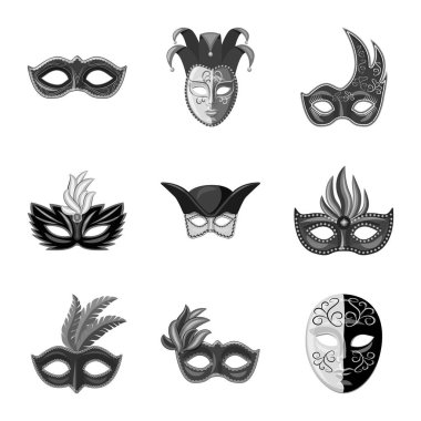 Venezia ve festival logosu izole nesne. Web için Venezia ve kutlama stok sembolü seti.