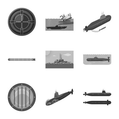 Ordu ve derin logo vektör çizimi. Ordu ve web için nükleer hisse senedi simgesi toplama.