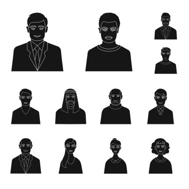 Fotoğraf ve karakter sembolünün yalıtılmış nesnesi. Stok için fotoğraf ve yüz vektör simgesi koleksiyonu.