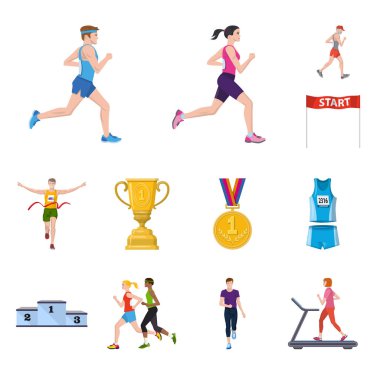 Adım ve sprint simgesinin vektör tasarımı. Stok için adım ve sprinter vektör simgesinin toplanması.