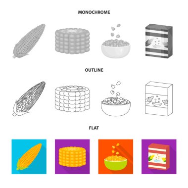 Mısır tarlası ve sebze simge vektör Illustration. Mısır tarlası ve hisse senedi için vejetaryen vektör ikon koleksiyonu.