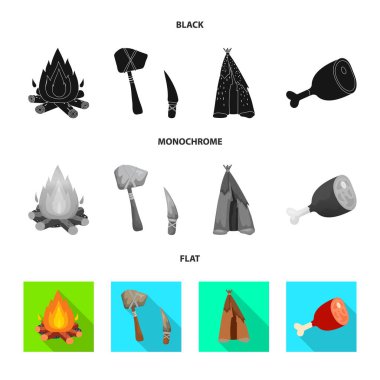 Evrimin izole nesnesi ve neolitik sembol. Stok lar için evrim ve ilkel vektör simgesi seti.