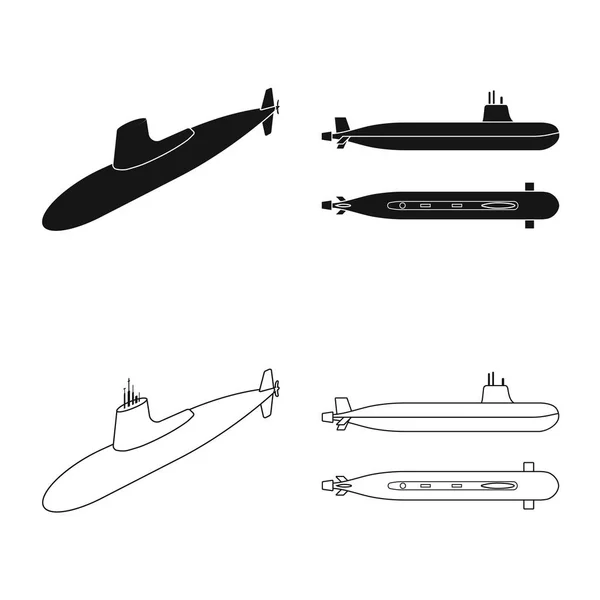 Conception vectorielle de la guerre et logo du navire. Ensemble de symbole de stock de guerre et de flotte pour le web . — Image vectorielle