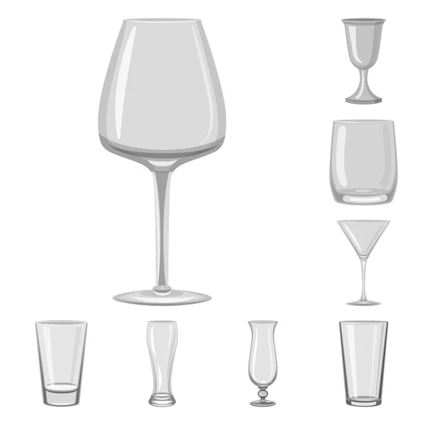 Diseño vectorial de capacidad y logotipo de cristalería. Colección de capacidad y símbolo de stock de restaurante para web . — Archivo Imágenes Vectoriales