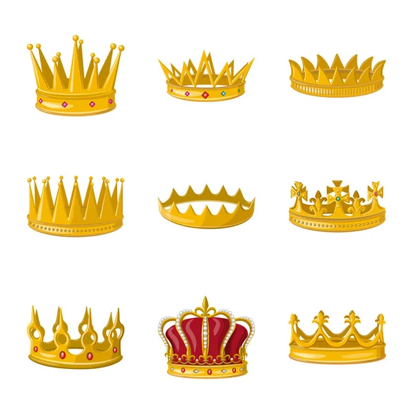 Vektor-Illustration der Monarchie und Gold-Symbol. Sammlung von Monarchie und heraldischen Stammvektorillustrationen. — Stockvektor