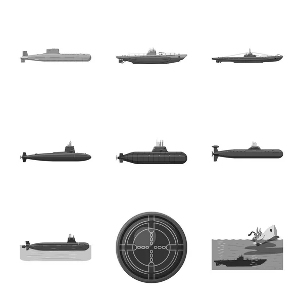 Isolerat föremål av armé och djup symbol. Samling av armé-och kärn-Lager vektor illustration. — Stock vektor