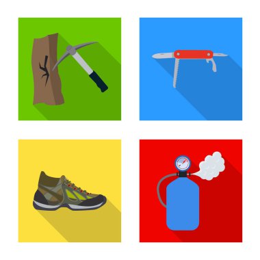 Dağcılık ve tepe simge vektör Illustration. Kamp ve dağcılık topluluğu hisse senedi için vektör simgesi.