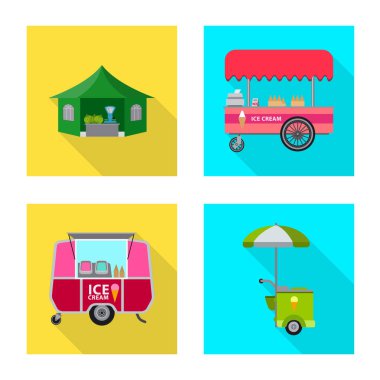 Piyasa ve dış işareti vektör çizimi. Market ve gıda hisse senedi vektör çizim topluluğu.