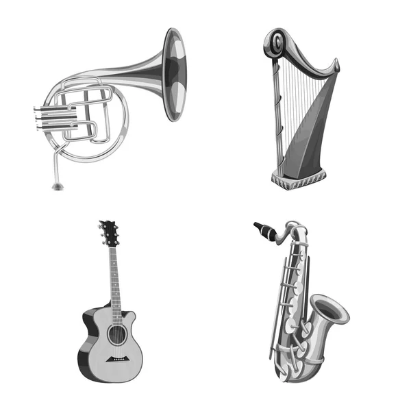 Vector ontwerp van muziek en melodie pictogram. Collectie van muziek en instrument aandelensymbool voor web. — Stockvector