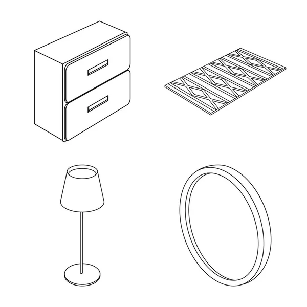 Ізольований об'єкт логотипу спальні та кімнати. Набір спальні та меблів Векторні значки для складів . — стоковий вектор