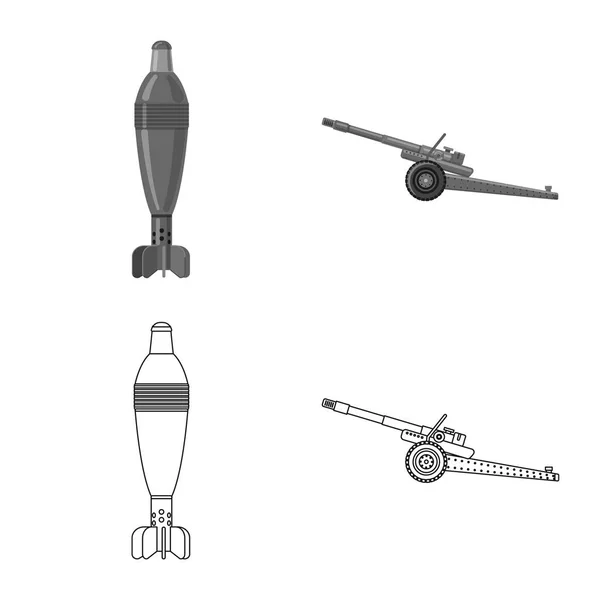 Vektorillustration av vapen och gun symbol. Samling av vapen och armén lager vektorillustration. — Stock vektor