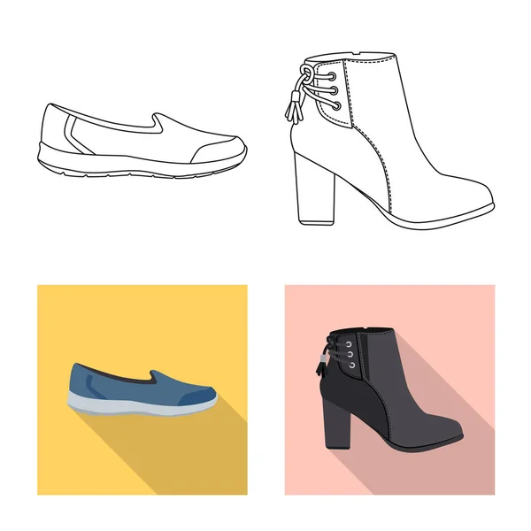 Disegno vettoriale di calzature e segno di donna. Raccolta di calzature e icona vettoriale del piede per stock . — Vettoriale Stock