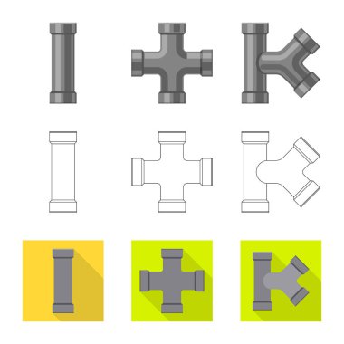 Boru ve tüp simge vektör tasarımı. Boru ve boru hattı hisse senedi vektör çizim topluluğu.