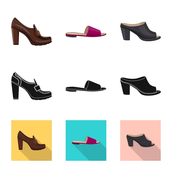 Illustration vectorielle de chaussures et icône femme. Collection de chaussures et illustration vectorielle du stock de pieds . — Image vectorielle