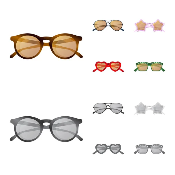 Objeto aislado de gafas y símbolo de gafas de sol. Conjunto de gafas y accesorio icono vectorial para stock . — Vector de stock