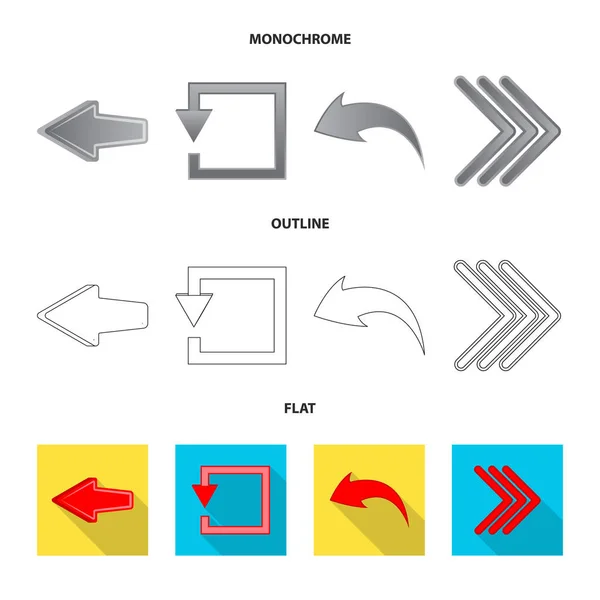 Objeto aislado de elemento y símbolo de flecha. Conjunto de elemento e icono de vector de dirección para stock . — Archivo Imágenes Vectoriales