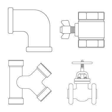 Boru ve tüp işareti illüstrasyon vektör. Boru ve boru hattı hisse senedi vektör çizim seti.